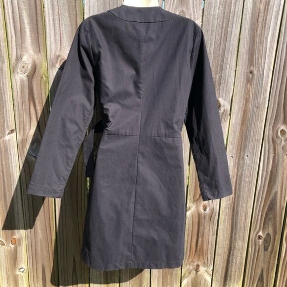 Kate Spade NWT Small Saturday Rain Trench Coat Jacket Black Wrap Top Long Sleeve - Picture 5 of 11